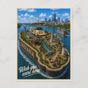 Cartão Postal Indiana   Wish You Were Here   Série Estadual