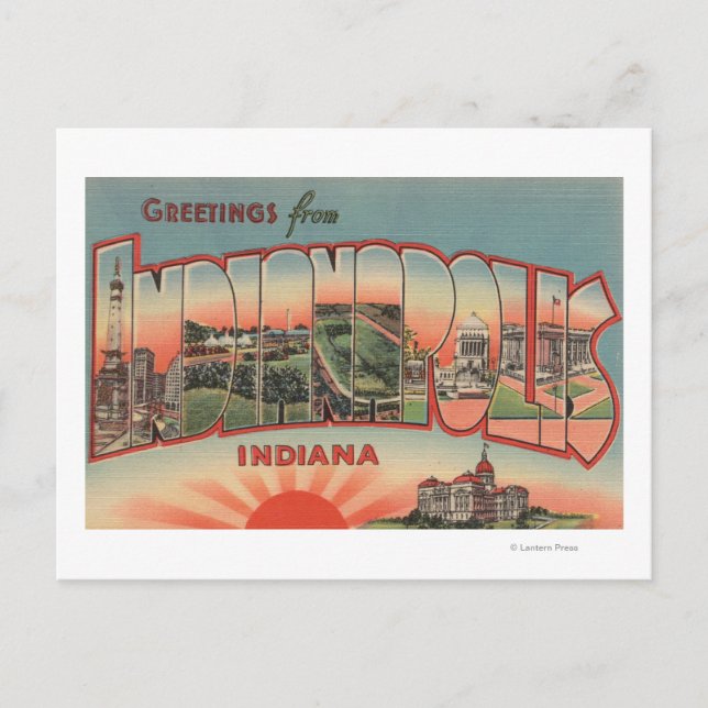 Cartão Postal Indianápolis, Indiana - Grande Letra Cena 2 (Frente)