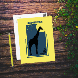 Cartão Postal Indianapolis Zoo Indiana Vintage Giraffe