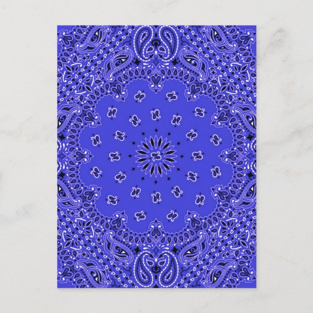 Cartão Postal Indigo Blue Paisley Western Bandana Scarf Impressã (Frente)