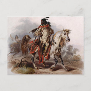 Cartão Postal Índio negro no cavalo árabe sendo perseguido