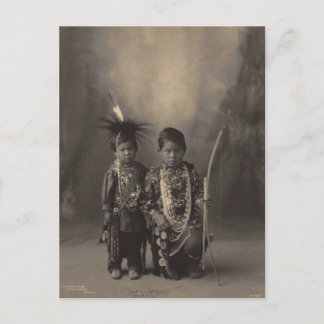 Cartão Postal Índio vintage : Dois Pequenos Bravos, Sac & Fox -