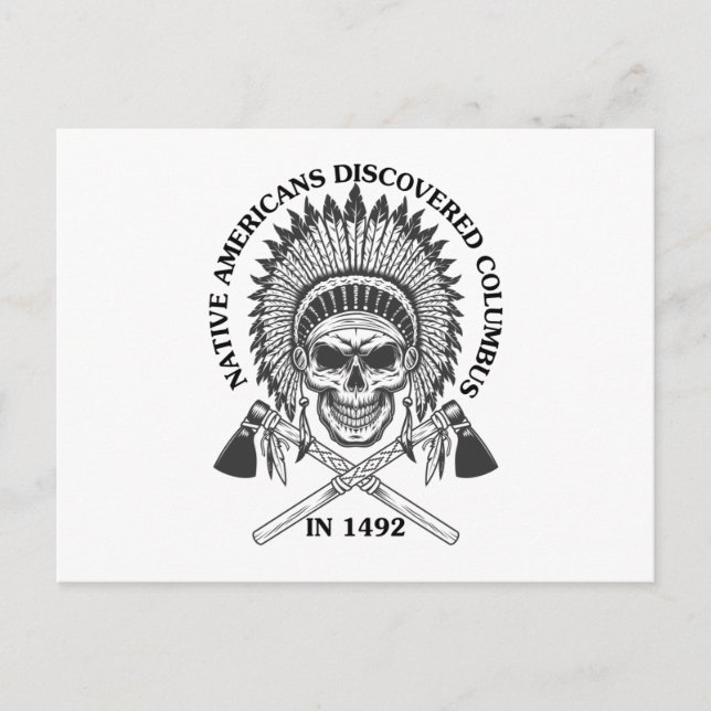 Cartão Postal Índios Americanos Descobriram Colombo em 1492 Pres (Frente)