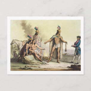 Cartão Postal Índios da Patagônia, Chile, saudando uma t europei