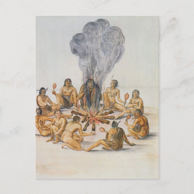 Cartão Postal Índios em torno de um incêndio (Frente)