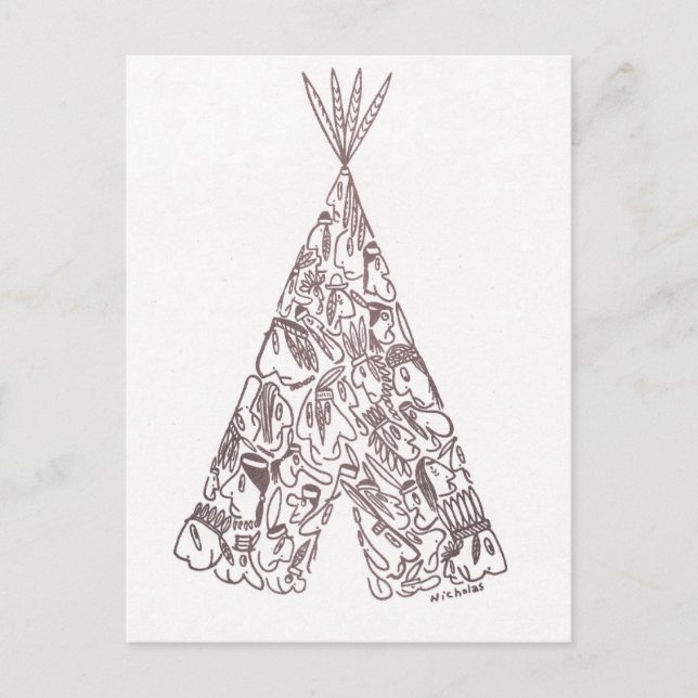 Cartão Postal ÍNDIOS - TEPEE - feitos de pequenos americanos nat (Frente)
