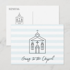 Cartão Postal Indo à Capela de Casamento Azul Salve a Data