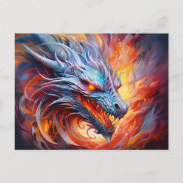 Cartão Postal Inferno Spiral – Chinese Airbrush Dragon in Orange
