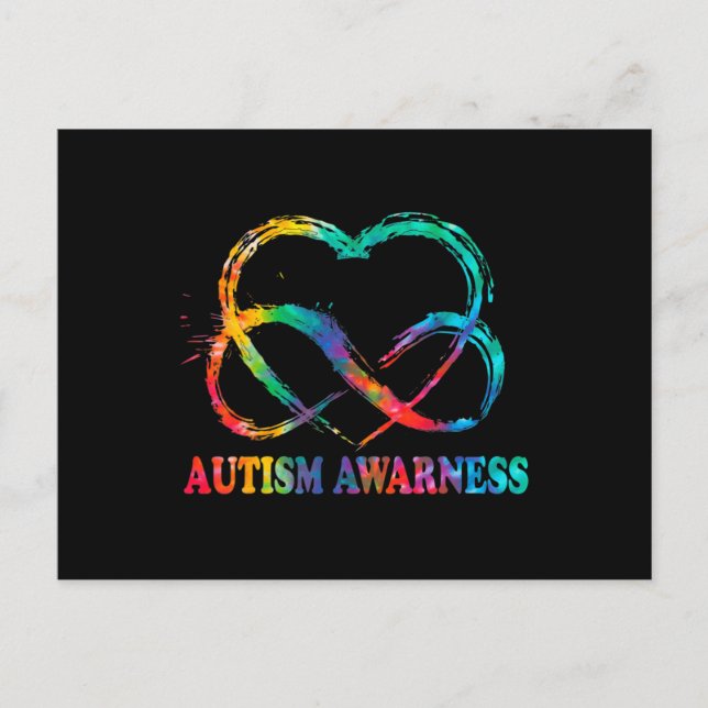 Cartão Postal Infinity Heart Love Autism Awareness Needs No Word (Frente)