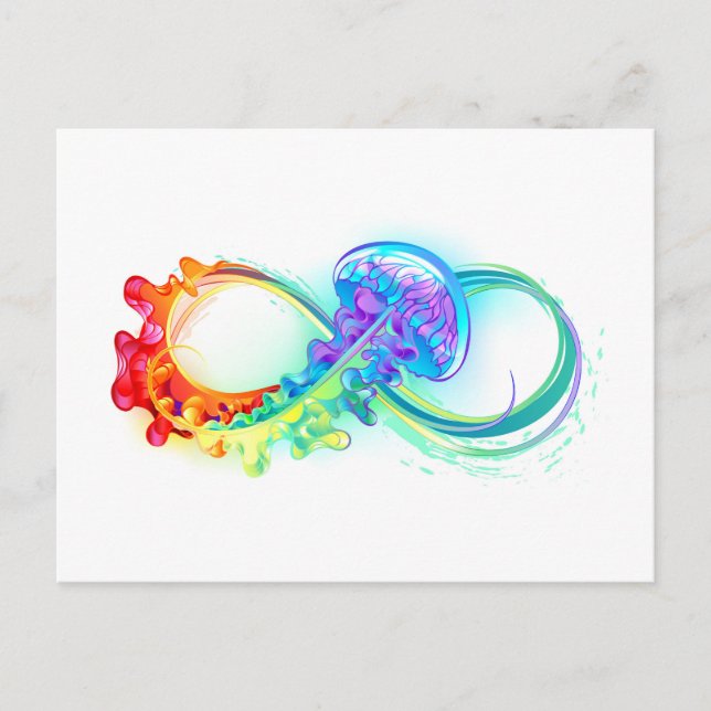 Cartão Postal Infinity with Rainbow Jellyfish (Frente)