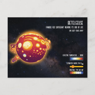 Cartão Postal Infográficos da Estrela Betelgeuse Nerd de Astrono