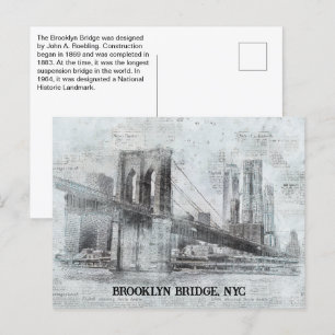Cartão Postal Informações da ponte Brooklyn, NYC