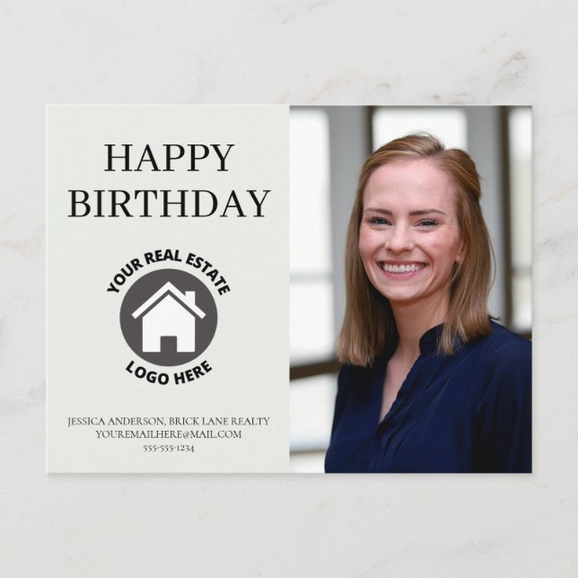 Cartão Postal Informações de Contato de Aniversário Foto Imóvel  (Frente)