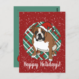 Cartão Postal Inglês Buldogue Christmas