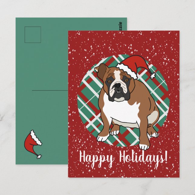 Cartão Postal Inglês Buldogue Christmas (Frente/Verso)