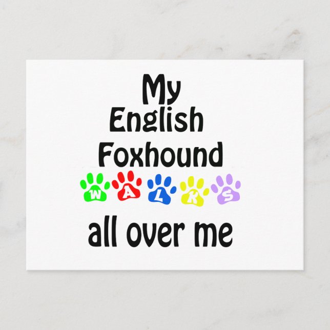 Cartão Postal Inglês Foxhound Walks Design (Frente)