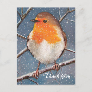 CARTÃO POSTAL INGLÊS ROBIN: TRABALHO DE ARTE: OBRIGADO