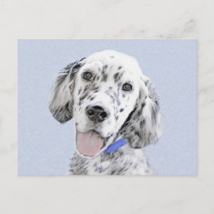 Cartão Postal Inglês Setter Blue Belton pintando arte canina