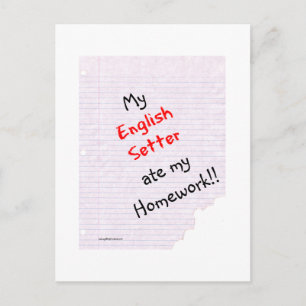 Cartão Postal Inglês Setter Comeu Minha Casa