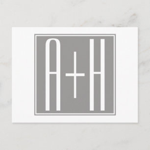 Cartão Postal Iniciais de Casais ou Outro Texto   Branco & Cinza