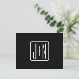Cartão Postal Iniciais Monogramadas Modernas Preto e Branco