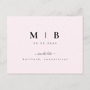 Cartão Postal Iniciais Simples Trocar Casamento Rosa Salve a Dat