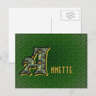 Cartão Postal Inicial de Monograma A Margaridas Arte Floral Pers