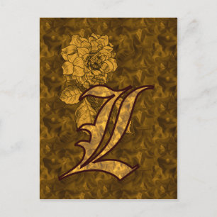 Cartão postal inicial Dourado L Monograma