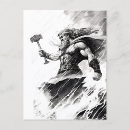 Cartão Postal Ink of northern mythology god thor