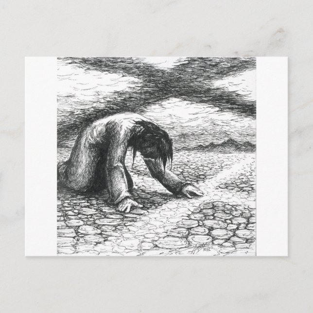 Cartão Postal Inktober 2018 Dia 7 - Exausto (Frente)
