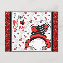 Cartão Postal Inseto Ladybug do Gnomo Cute