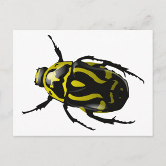 Cartão Postal Inseto Realístico Amarelo e Fusca Negra