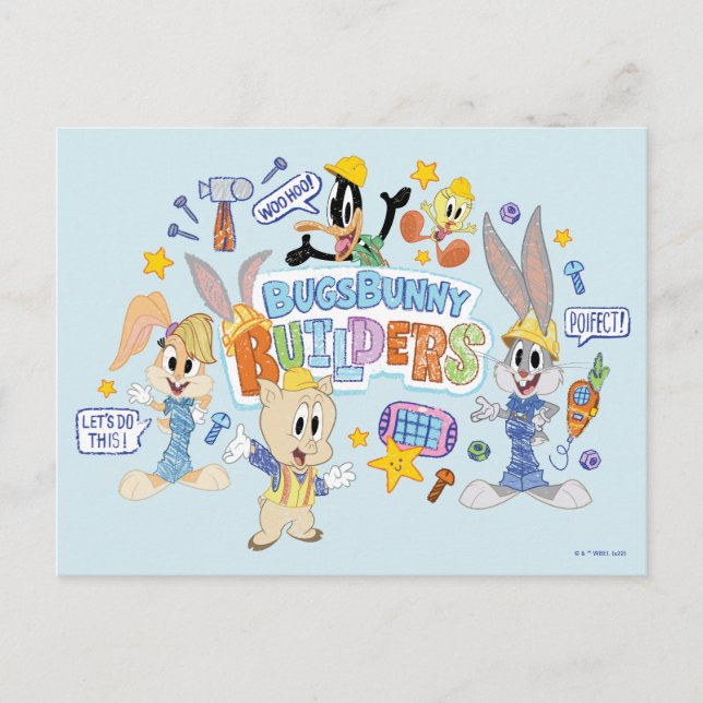 Cartão Postal INSETOS BUNNY BUILDERS™| Arte do esboço de grupo (Frente)