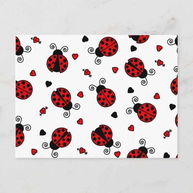 Cartão Postal Insetos de amor Red Ladybugs (Frente)