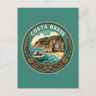Cartão Postal Insígnia de arte de viagem da Costa Brava Espanha