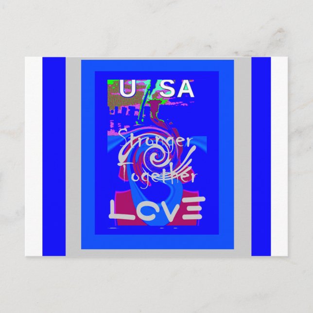 Cartão Postal Inspiração EUA: Somos Mais Fortes Juntos Com Amor (Frente)