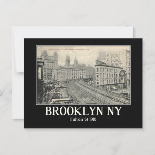 Cartão Postal Inspirada na Rua Brooklyn NY Fulton 1910