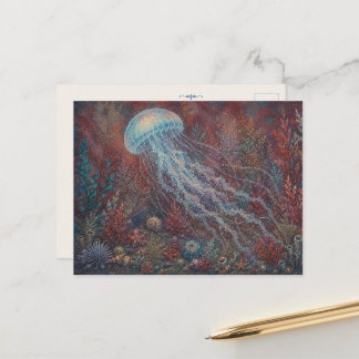 Cartão Postal Inspirado em Aquarela de Água do Oce