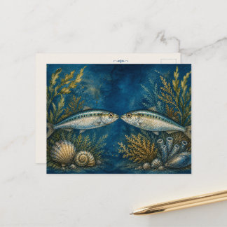 Cartão Postal Inspirado em Aquarela do Oceano - Du