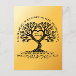 Cartão Postal Inspirational family quotes on a tree with roots