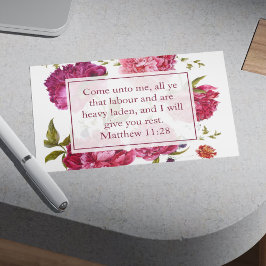 Cartão Postal Inspirational Matthew 11:28 Pink Floral