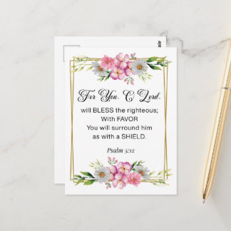 Cartão Postal Inspirational Quote, Psalm 5:12 Floral Bible Verse
