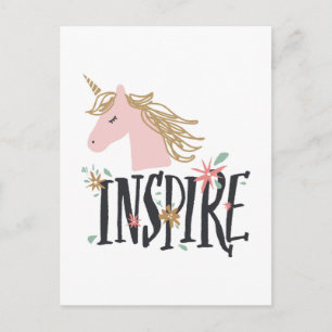 Cartão Postal Inspire   Dourado Mane Unicorn