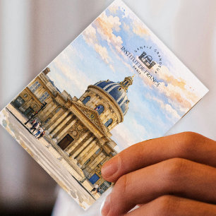 Cartão Postal Institut De France, Paris Paisagem em Aquarela