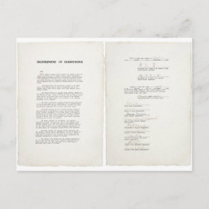 Cartão Postal Instrumento de rendição para a Segunda Guerra Mu