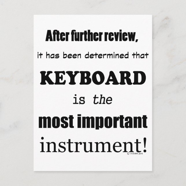 Cartão Postal Instrumento mais importante do teclado (Frente)