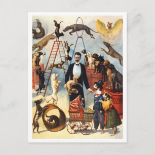 Cartão Postal Instrutor de cão do circo do vintage