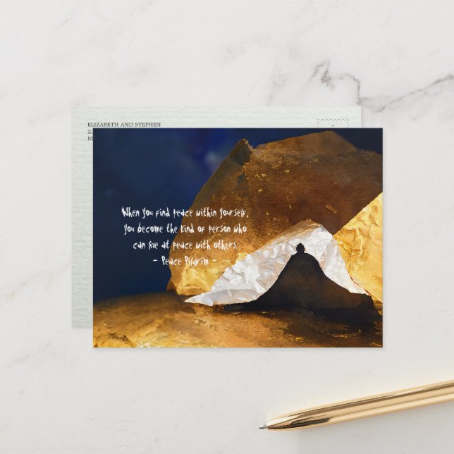 Cartão Postal Instrutor de Meditação de Yoga Dourada Preta Reiki (Frente/Verso In Situ)