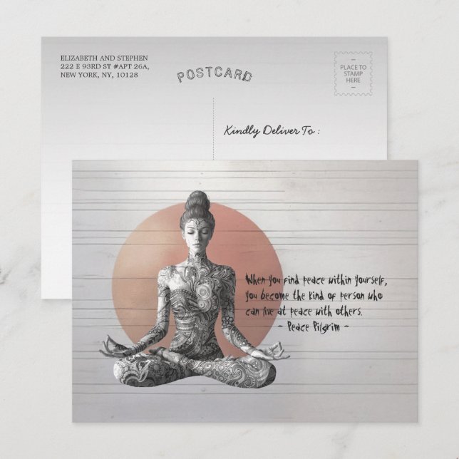 Cartão Postal Instrutor de Meditação Yoga Reiki Master Lotus Pos (Frente/Verso)