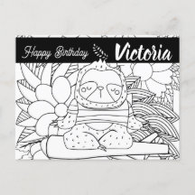 Instrutor de Yoga Sloth Aniversário Floral Colorid